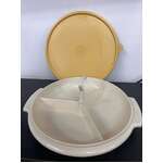 VINTAGE Tupperware Suzette - Tri Serving Snack Plate - Mustard Yellow