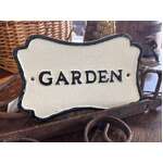 Garden Cast Iron Sign - Black & White