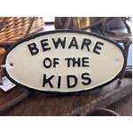Beware of the Kids Sign - Cast Iron - Oval - Vintage Style