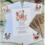 Folk Art Chicken Writing Paper Set - Handmade