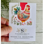 Folk Art Chicken Magnetic Bookmark - Red