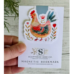 Folk Art Chicken Magnetic Bookmark - Blue