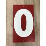 VINTAGE Metal Service Station Price Number - 0 1 - Double Sided - Red White - 40 x 22.5 cm