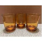 RETRO Amber Glass Tumblers - Set of 3 - Made in France - Drinking Glasses