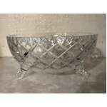 VINTAGE Joseph Inwald Cut Crystal Bowl - Tri-Footed - 19 cm