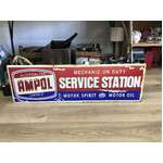 Ampol Service Station Sign - 100 cm x 30 cm - Framed Tin Reproduction