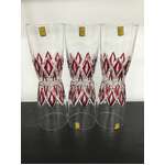 VINTAGE Reims France Ruby Harlequin Drinking Glasses x 6 
