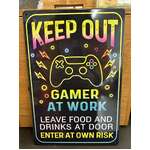 Keep Out Gamer at Work -  Retro Tin Sign - 20 x 30 cm Portrait