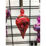 Red Blown Glass Painted Baubles - Made In WA - Pointed