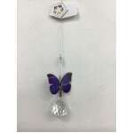 Hanging Crystal Suncatcher - Purple Azure Butterfly w Sphere & Beads