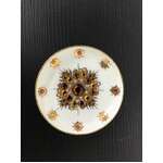 VINTAGE Arta Austria Enamel & Rhinestone Dish - White & Amber 