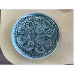 VINTAGE MCM Niderviller Majolica Oyster Plate - Green Mousse - France - 32.5 cm 