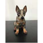 Ceramic Cattle Dog Ornament - Grey - Sitting - 9.8 cm