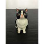 Ceramic Cat Ornament - Sitting - Black & White - 6 cm
