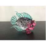 Glass Fish Ornament - Pink & Blue - Hand Blown & Painted - 6 cm