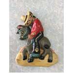 MCM Mexican Man On Donkey Chalk Ware Wall Plaque - Super Kitsch