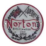 Norton British Machines Since 1898 Sign - Cast Iron - Round - 19.5 cm
