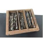 VINTAGE Drill Bits in Wooden Storage Box 