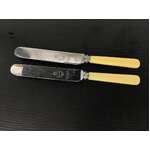 VINTAGE Lewis Rose Co Firth Brearley Faux Bone Handled Knives | Lot of 2 | Rounded End