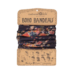 Natural Life Full Boho Bandeau | Black Red Bouquets | Headband Hair Scarf