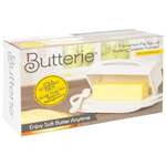 Butterie Flip-Top Butter Dish w Spreader | White