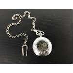 VINTAGE STYLE Mechanical Wind Up Pocket Watch w Fob Chain | Stainless Steel | Ornate Front 