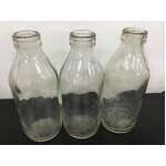 VINTAGE Masters WA 1 Pint Embossed Milk Bottles x 3