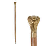Decorative Cobra Head Walking Stick | 94 cm | Timber & Cast Metal | Paradox Collections