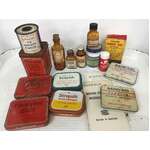 VINTAGE First Aid Tins & Medicine Bottles | Lof of 17 Pieces | Camoquin Metaphen Strepsil Wintergreen