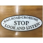 Railroad Crossing Sign - Cast Iron - Oval - Vintage Style - Large