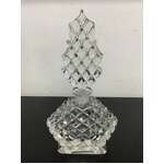VINTAGE Diamond Cut Glass Perfume Bottle w Stopper