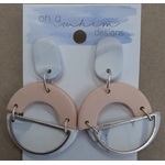 Polymer Earrings - Dangle - Cream & Silver