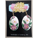 Polymer Earrings - Dangle - Floral Oval