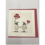 Greeting Card  - Sheep Love - Handmade Quilling - Blank
