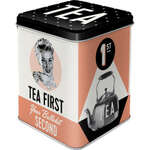 Small Tea Storage Tin - Tea First...Your Bullsh*t Second - Hinged Lid