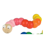 Jointed Wooden Worm Toy - Pink