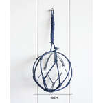 Decorative Glass Buoy with Navy Blue Netted Rope - 10 cm Diameter