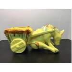 VINTAGE Hollyware Pottery Donkey & Cart Vase