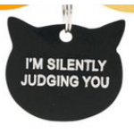 Cat Collar Tag - Funny - I'm Silently Judging You - Say What?