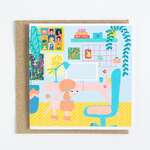Midcentury Pink Poodle | Blank Greeting Card w Envelope | Elise Gow Designs