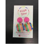 Pink Gingham Check Earrings | Wooden Dangle 25 mm | Elise Gow