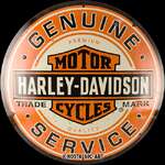 Harley Davidson Genuine Service Domed Round Tin Sign | 35 cm | Nostalgic Art