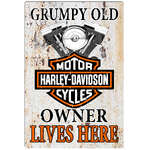Grumpy Old Harley Owner Lives Here | Retro Tin Sign | 20 x 30 cm | Portrait