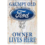 Grumpy Old Ford V8 Owner Lives Here | Retro Tin Sign | 20 x 30 cm | Portrait