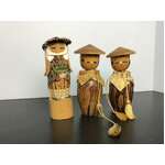 VINTAGE Wooden Kokeshi Dolls x 3