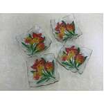 RETRO Glass Bowls w Daffodil Pattern x 4
