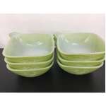 VINTAGE Agee Pyrex Lime Green Leaf Ramekins x 6