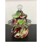 ANTIQUE Franz Welz Lidded Jar | Spatter Glass with Ruffle & Aventurine