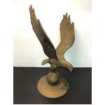 VINTAGE Brass Eagle on Globe Figurine | 25 cm