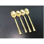 Brass Teaspoons | Bamboo Style Handle | Lot of 4 
